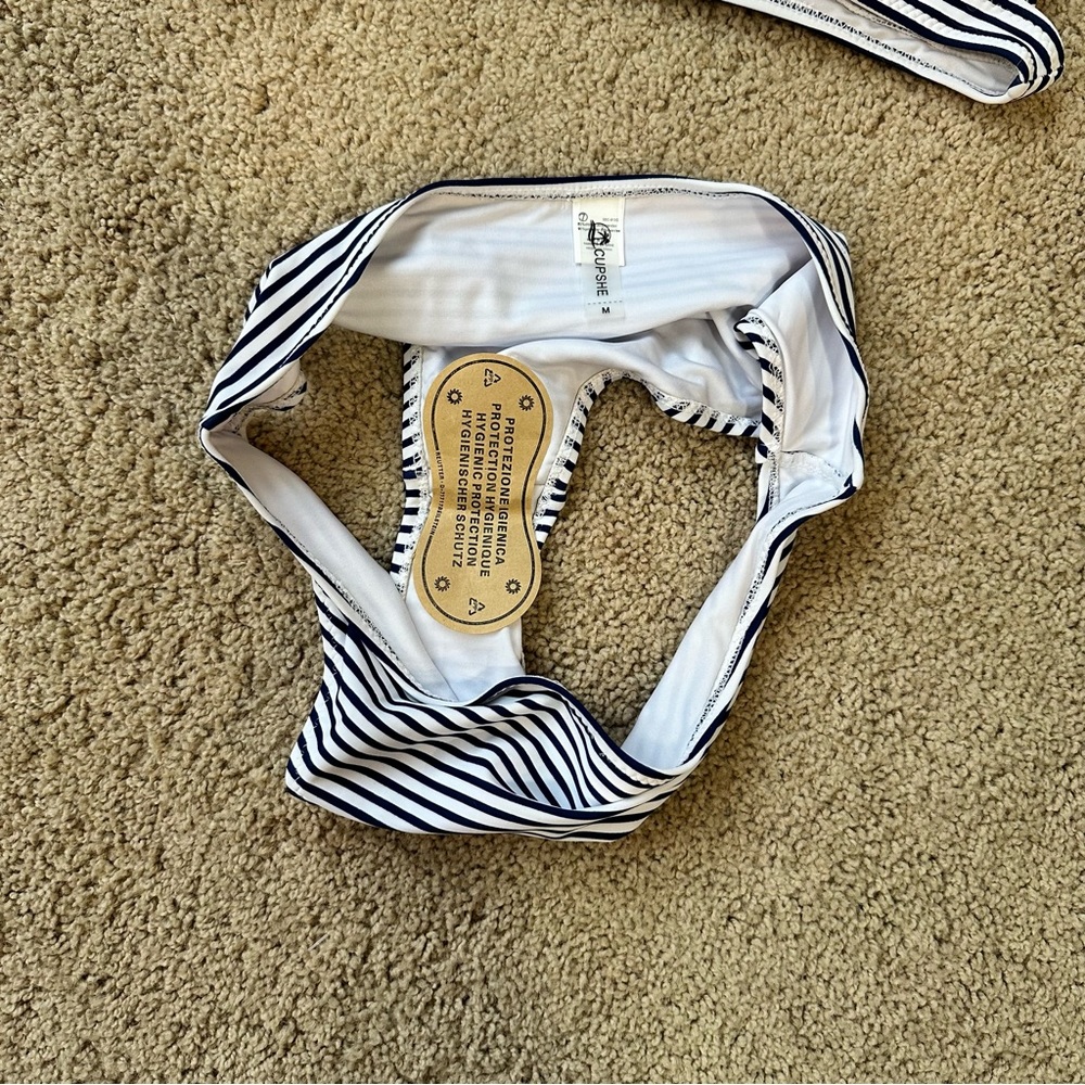 CUPSHE Navy & White Stripped Triangle Top Bikini - Picture 8 of 8